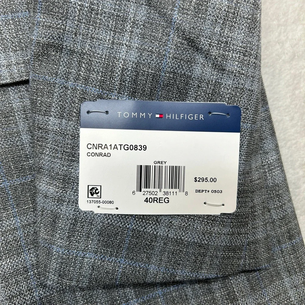 Tommy Hilfiger Modern-Fit Sport Coat Mens 40R 40 Gray Plaid $295‎ NEW
